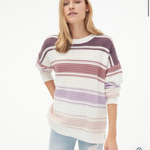 Aeropostale Sweaters - Aeropostale Striped Open Knit Crew Neck Long Sleeve Casual Preppy Sweater Size M